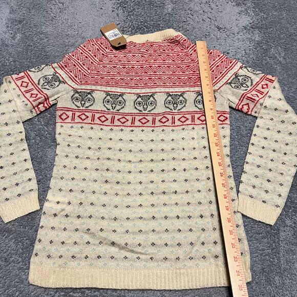 Woolrich Sweater Womens XS Mohair Wool Blend Fair Isle Owl Crew Neck - Picture 8 of 8